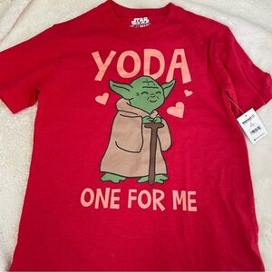 Star Wars Mens Graphic Yoda Valentines Tshirt Red Small NWT